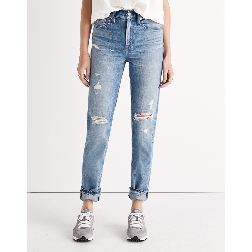 Madewell Size 25 The Perfect Vtg Jeans Chet Wash Busted Knees Distressed Edition